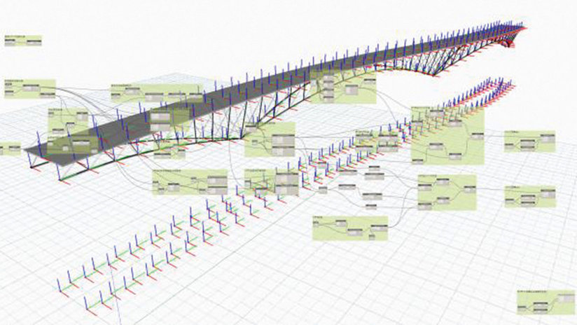 DynamoとCivil 3Dで橋梁の3Dモデルを自動作成するイメージ